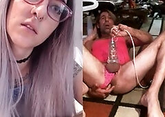 sissy fucks blowup doll for cam girl