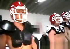 Young gay college boys play football match at university