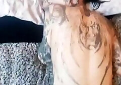 Tattooed American Brunette Amateur Deep Throat