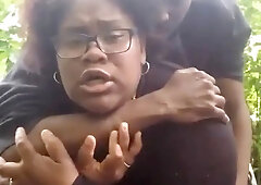 Fucking young thick big booty ebony slut out in public
