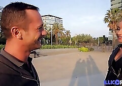 Delightful blonde woman in erotic, black stockings and garter belt got fucked harder than ever