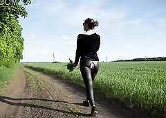 mother I'd like to fuck Getting A Walk In Leather Yoga Panties Untill They Split Open