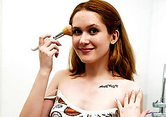 Sweet redhead chick Una Fairy shows off her awesome body