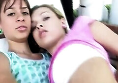 Selina 18 kissing each other and strip off their clothes showing her natural tits and pussy. She fingering pussy hard and orgasm outdoor