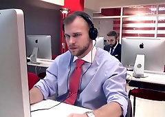 Going down on his bosses thick cock