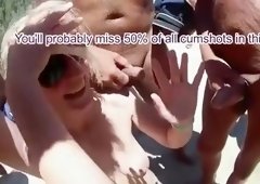 Slut French wife nudist on the beach in gangbang sex with strangers