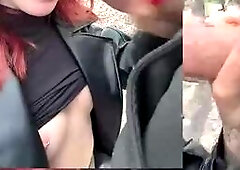 Horny Italian slut get facial after hard outdoor pounding