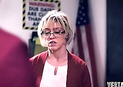 Horny students gangbang huge tits BBW mature teacher in classroom