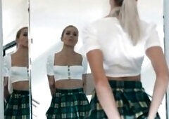 FITTING-ROOM Breathtaking Angelika Grays bangs her juicy vagina at the mirror