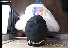 GLORYHOLE ORGIES - Moustache gray DILF blowing off rock-hard gloryhole knob