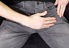 Average body, getting an erection, man wanking