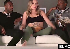 Tiny Gym Babe Anna Claire Gets Two Bbc Work-out