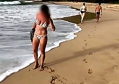 A mother i'd like to fuck teased a stranger and got a cock in her butt right on the beach.