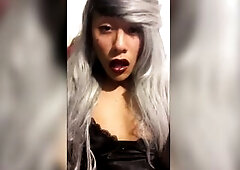 Oriental Trap Jerks her sissy clitoris