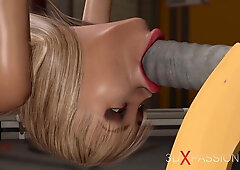 Lesbian sex in Area 51. A horny blonde gets fucked by a female android