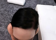 Pale and chubby brunette MILF sucks and tit fucks a big cock