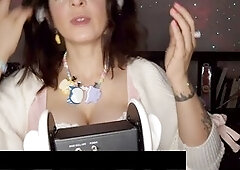 First-time ASMR ear massage with a busty braces girl