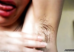 Wildly shaggy arms and Curly pits tease