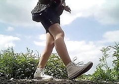 Sweet blond outdoor pisser on spycam