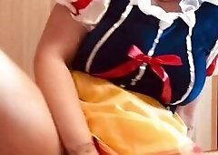 Nymeria Malfoy clothed as Snow White pleasures herself with an apple!