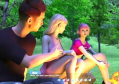 Blonde plays with dildo during truth or dare game under sunset