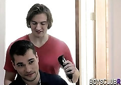 Hunk gets balls cumshot after anal