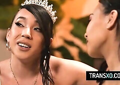 Transsexual ballerina has ardent sex with her oriental girlfriend
