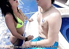 A Latin chick woman, sad coz of her boyfriend, finds a merman during the time that swimming in a pool and gives a decision to cheat on her boyfriend b