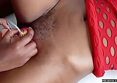 two black cuties screwing every other with white sextoy