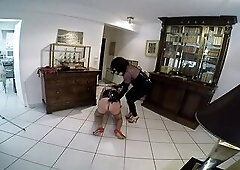 Tgirl anal hooked doxy puniched by her latex t-girl mistresse.