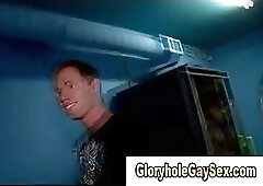 Naughty babe lures straight guy into glory hole