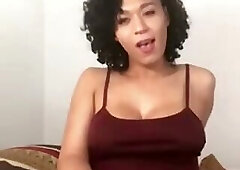 young black teen tranny jerks off and cums