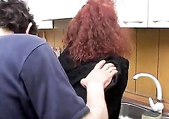 Redhead amateur older in hawt nylons loves booty screw and cum in throat.