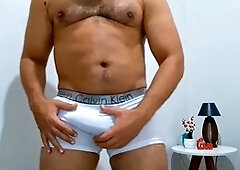 Huge-cumload, latino-man, solo-masturbation