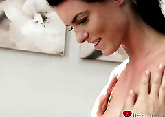 Lesbea - real lesbo sex scene with 2 completely breathtaking bi-gals with consummate natural bazookas making sapphic love