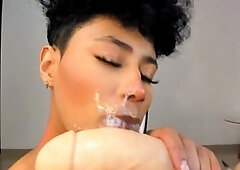 Sloppy deepthroat, saliva fetish, messy girl