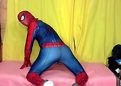 What a torrid spider in her beautiful spider suit