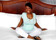 Beautiful ebony Serenity Red is enjoying interracial sex so much