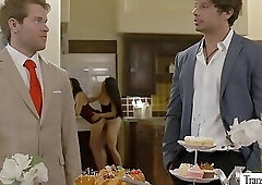 Bride to be cheater fucked by TS guests