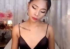 Asian Slim Shemale teasing on webcam