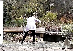 transsexual jerking off drubbing ejaculation in sheer lace