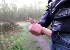 public cumshot after a lot of playing with my dick