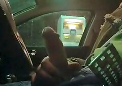 Horny jerk in the car with loads of cum