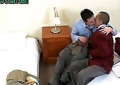 Interracial boys in college dorm 69 blowjobs and bareback fuck