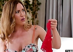 Curvy stepmom MILF lets her big cock stepson fuck her anal