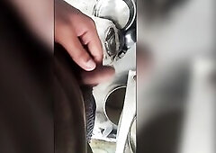 Solo hunk bathing his penis