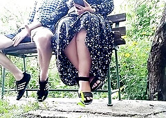 A aged stepmom made me cum on a park bench