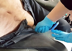 Nurse Puts Cripple Dick In Urinal To Pee