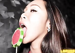 Thai post-op tranny Quiz licks her sugar-plum so hawt! POV chap can not resist the excitation anymore and moves closer to touch Quizs goods, allow her