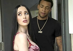 Busty brunette Violet Voss is enjoying interracial penetration so much